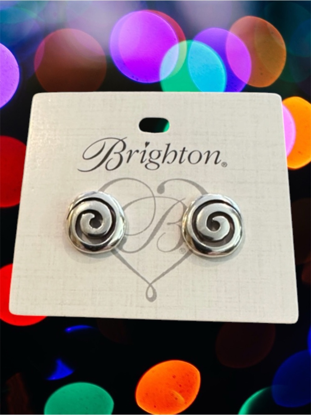 Brighton Vertigo Silver Spiral Stud Earrings